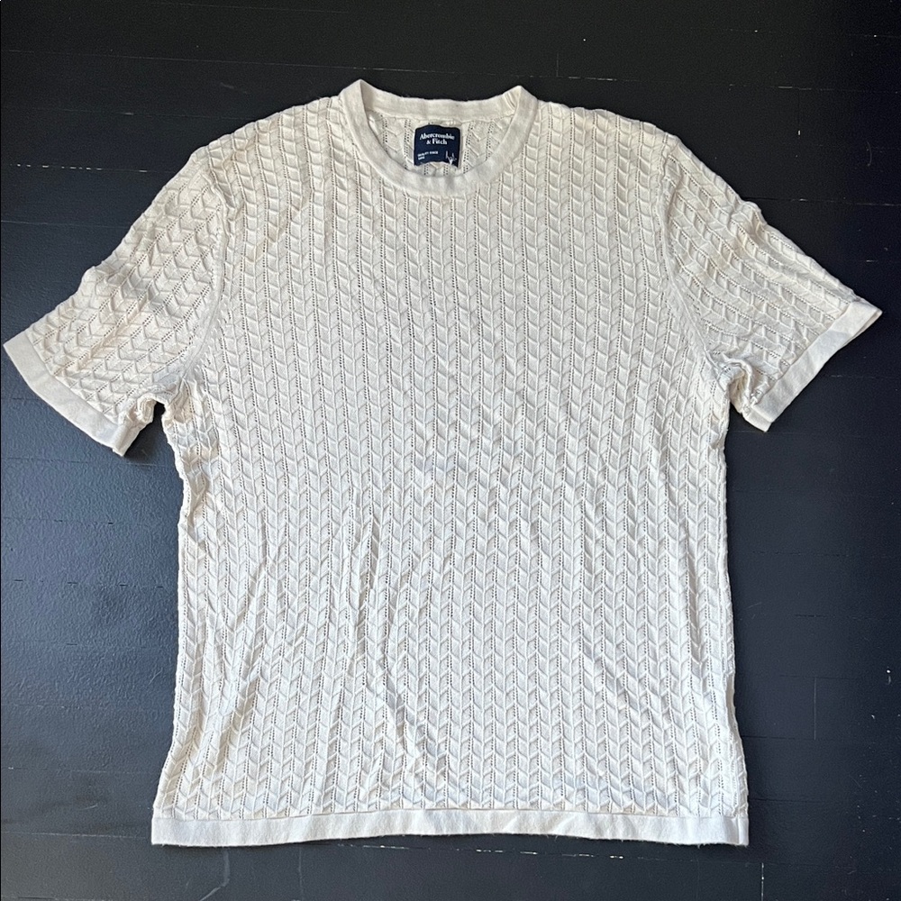 Abercrombie & Fitch Men’s Cream Crochet Tee